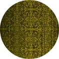 thumbnail image 1 of Ahgly Company Machine Washable Indoor Round Persian Yellow Bohemian Area Rugs, 5' Round, 1 of 4