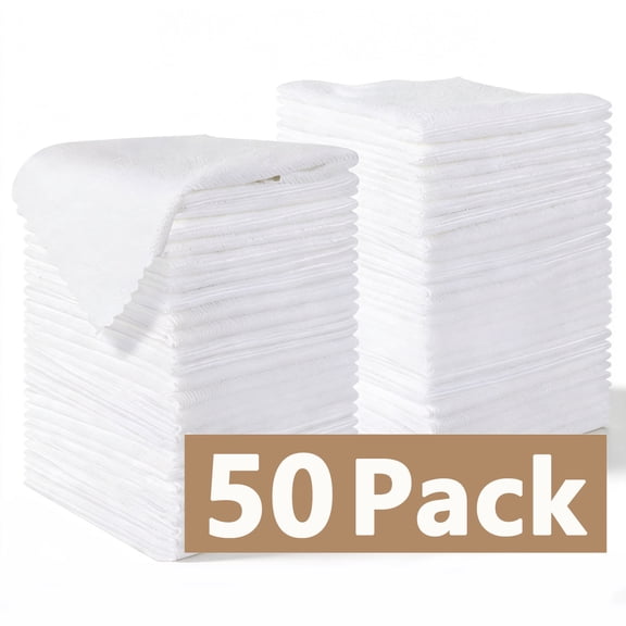 LUIISIS 50 Pack Absorbent Cleaning Cloth, Reusable Combed Cotton Cleaning Rags Bulk, Lint Free Washable Rags for Home, Kitchen, Car, Garage or Shop, 10.6''x10.6''