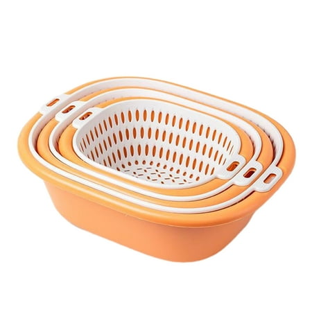 

Vegetable Washing Basket 2-In-1 Drainin Colander Bowl Set Kitchen Fruit Washing Bowl and Strainer Draining and Basket for Food Vegetables Cleaning Washing