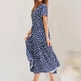 thumbnail image 7 of Dyegold Sundresses for Women Casual Beach - Women Maxi Dresses Boho Round Neck Short Sleeve Floral Print Casual Loose Plus Size Bridesmaid Party Long ​​Sundress, 7 of 7