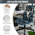 thumbnail image 3 of FKELYI Forest Blue Leaf Antler Print Office Chair Cover with 2 Pcs Armrest Covers Dustproof Swivel Boss Chair Protector Armchair Slipcover for Home Office Decor, Small, 3 of 6