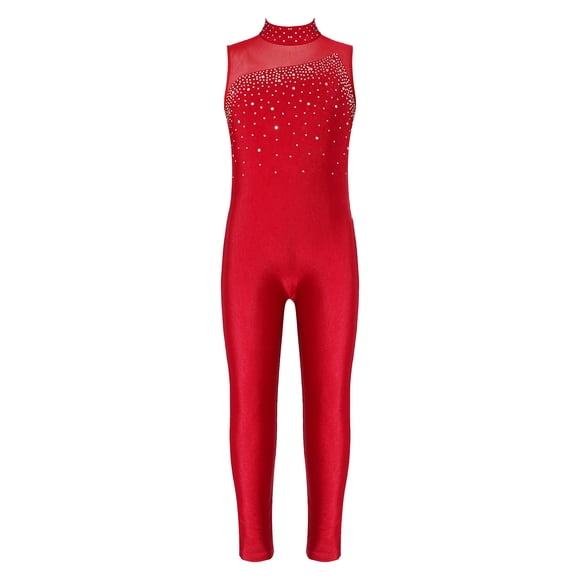 Alvivi Girls Sleeveless Gymnastics Leotard Sparkle Ballet Dance Unitard Workout Catsuit Bodysuit Jumpsuit Burgundy 16
