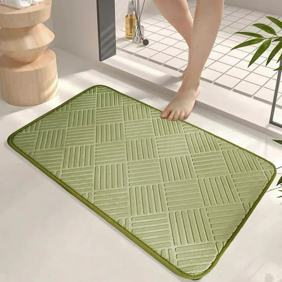 Leodye Ultra Thin Bathroom Rugs Set of 1,Low Profile Bath Mat Non Slip Fit Under Door Absorbent Shower Rug Washable Grey Indoor Door Mat-23.62x15.75x0.12in