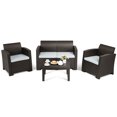 thumbnail image 1 of Gymax 4 Piece Patio Furniture Set Molded Rattan Sectional Sofa Set Coffee Table Coffee, 1 of 10