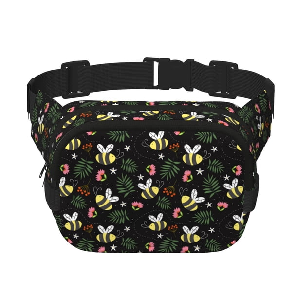 Fotbe Bees Cangurera Cuadrada con Estampado de Doble Capa, Bolsa de Cintura Ajustable Mini para Hombres y Mujeres