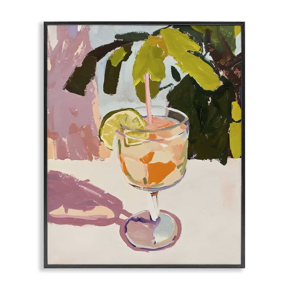 Stupell Industries Modern Tropical Summer Cocktail Black Framed Giclee Art, 11 x 14, by Riley B