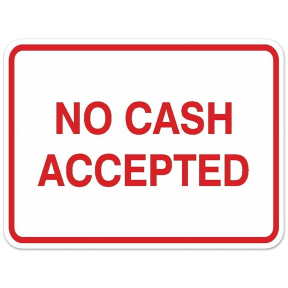 Signs ByLITA Classic Framed NO CASH ACCEPTED Door or Wall Sign Durable ABS Plastic | Laser Engraved | Easy Installation | Elegant Design (White/Red) - Large