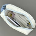 thumbnail image 4 of Bolso de mano de poliéster suave, gran capacidad, para guardar artículos de papelería y cosméticos, azul de ensueño con decoración de mariposas, 1 pieza, 4 of 5