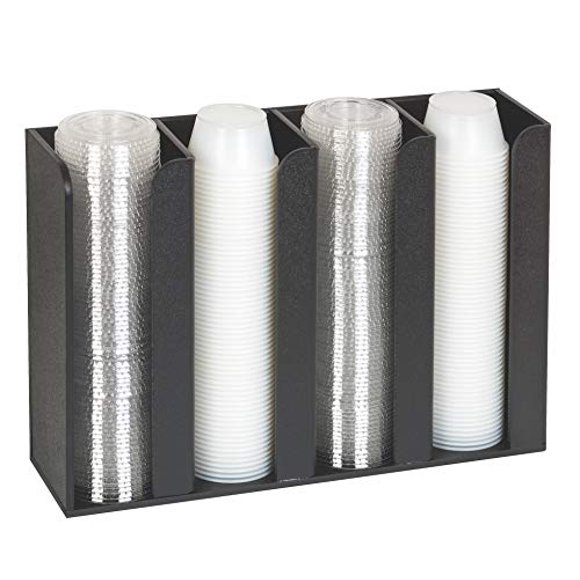 DISPENSE-RITE cTcO-4BT Dispense-Rite countertop or Wall Mount Portion cup and Lid Organizer, Black