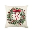 thumbnail image 2 of HCBY Christmas Throw Pillow Covers, Red Berry Stems Pine Branches Basket Farmhouse Decorative Pillowcase Cushion Cover for Bedroom Couch Sofa Home Porch Decor Gift, 2 of 6
