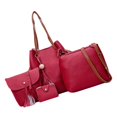 thumbnail image 4 of 4Pcs Women PU Leather Bag Set Handbag With Beaded Shoulder Bag Tote Red, 4 of 8