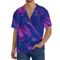 thumbnail image 3 of Disketp Men's Hawaiian Neon Gradient Blue Print Shirts Button Down Holiday Beach Shirts-3X-Large, 3 of 7
