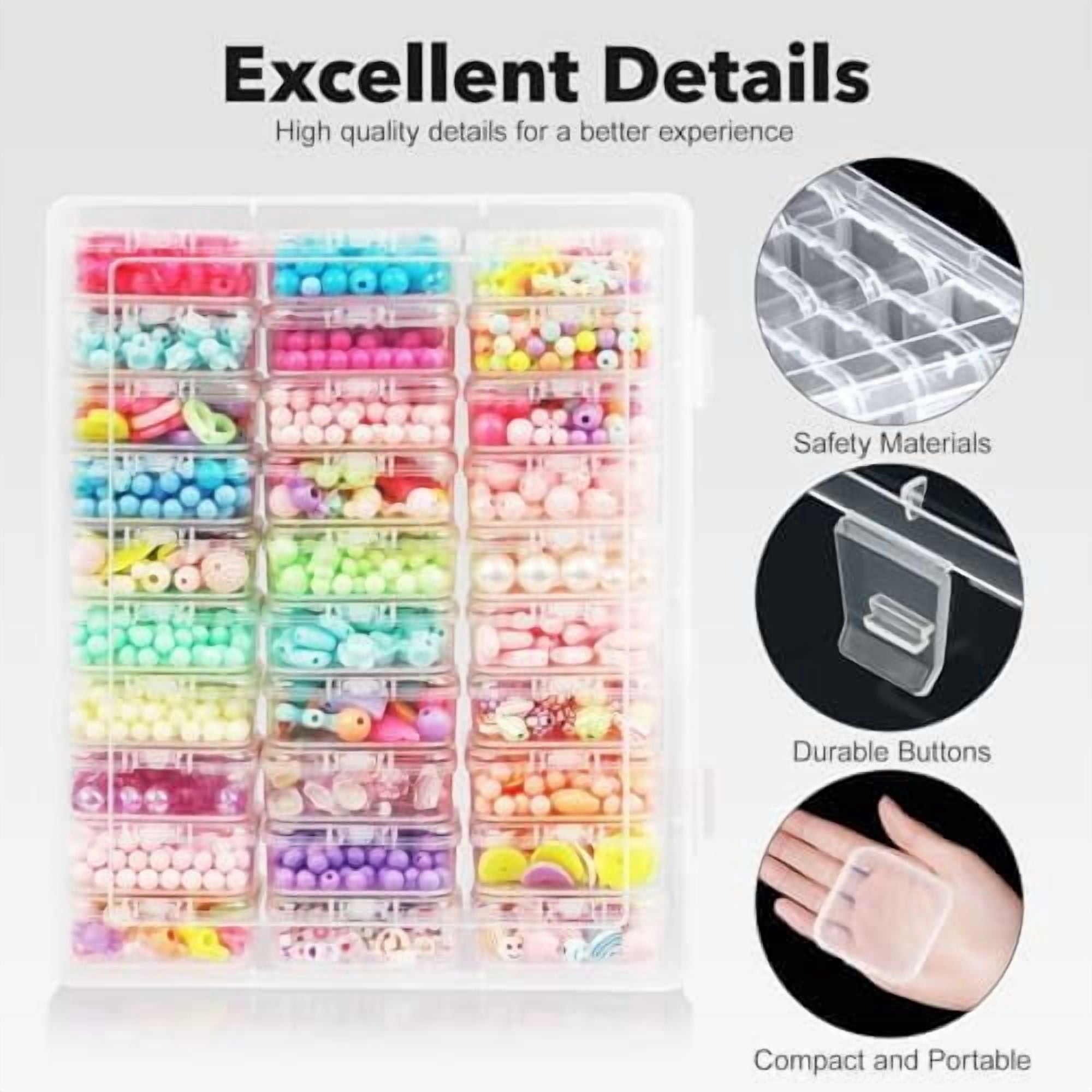 Bead Organizer Box, 93Pcs Small Bead Storage Containers Plastic Cases with Hinged Lid, Rectangle Clear Diamond Painting Storage Containers for Jewelry, DIY Crafts, Bracelet, Seeds, Nail