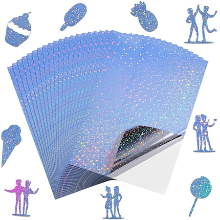 20 Sheets Holographic Printable Vinyl Sticker Paper A4 Size Rainbow ...