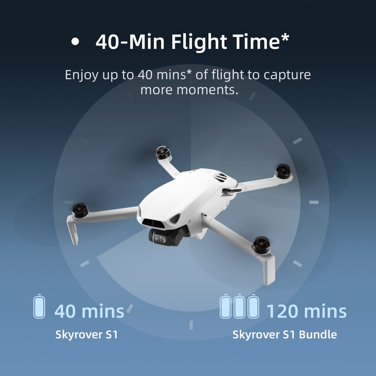 Skyrover S1 4K Drone with Remote Controller, White
