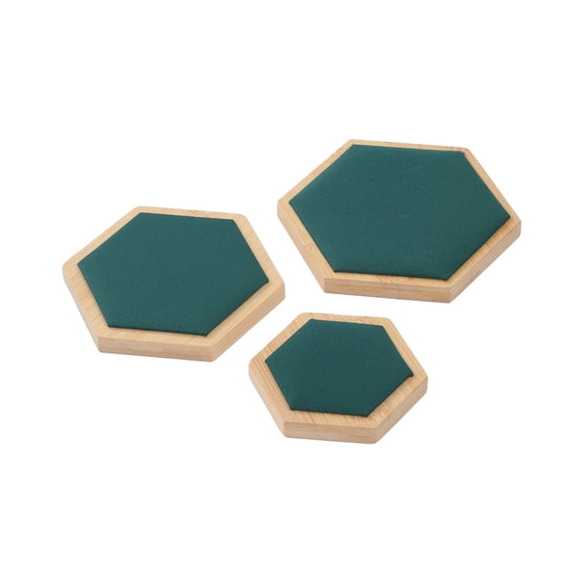 Qarigey Bandeja de exhibición hexagonal con superficie de terciopelo, textura y protección a prueba de arañazos, 3 pack/lote Ropa, zapatos y accesorios Miscelánea Verde