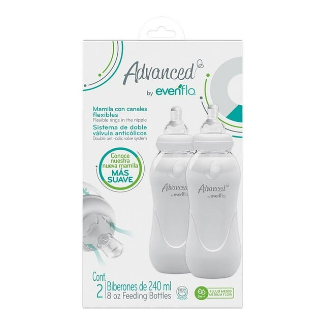 Biberón Advanced by Evenflo Light Flujo Medio 8 oz 2 Piezas