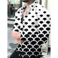 thumbnail image 1 of Camisa para hombre con estampado floral, sin planchado, solapa, manga larga, cuello, color negro, para exteriores, calle, botones, estampado, algodón, moda, informal, retro, 1 of 6