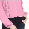 thumbnail image 2 of Planet Gold Juniors' Ruffle Jacquard Top Pink Size Small, 2 of 4