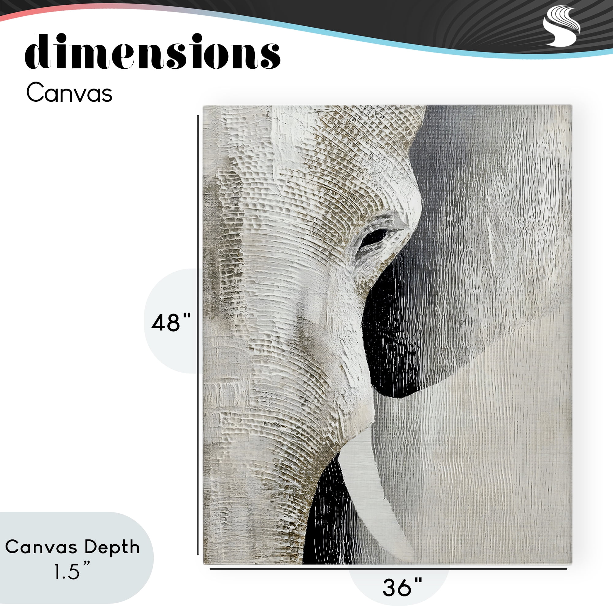 Stupell Industries Faux Textured Elephant Canvas Wall Art, design by LSR Design Studio