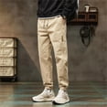 thumbnail image 2 of dGslk Men's Casual Drawstring Jogger Pants Elastic Waist Lightweight Tapered Fit Ankle Cuff Trousers with Pockets Suitable for Daily Wear Khaki XL, 2 of 2