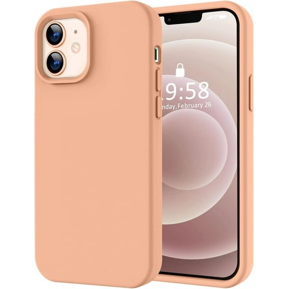 for iPhone 12 Case/iPhone 12 Pro Case, Premium Silicone with [Soft Anti-Scratch Microfiber Lining] Shockproof Protective Phone Case for Men Women Girls 6.1", Cantaloupe