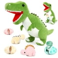 thumbnail image 3 of MorisMos 23.6" Green Dinosaur Stuffed Animal Mommy Dinosaur with 3 Baby Plush Toys, 3 of 9
