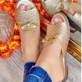 thumbnail image 1 of Zapatillas de mujer con estilo 2022, zapatillas de verano para exteriores con recortes de cuero genuino para mujer, zapatillas cómodas con cuña de fondo grueso para mujer, talla 41 Gao Jinjia LED, 1 of 2