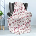 thumbnail image 4 of Leaves Soft Flannel Fleece Throw Blanket, Watercolor Style Composition of Blossoming Flowers Horizontal Lines, Cozy Plush for Indoor and Outdoor Use, 60" x 80", Pink and Pale Rust, by Ambesonne, 4 of 5