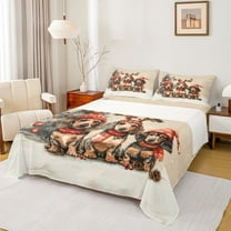 Homewish Cute Cartoon Dachshund Twin Sheet Sets,Kawaii Puppy Dogs Twin Fitted Sheet,Merry Xmas Flat Sheet For Girl Boys,Ultra Soft Room Decor,3 Pieces