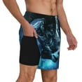 thumbnail image 2 of Naloa Celestial Ram Night Sky Print Men Swim Trunks with Compression Liner ,Board Shorts,Men's Swim Shorts with Drawstring and Elastic Waistband-Small, 2 of 6