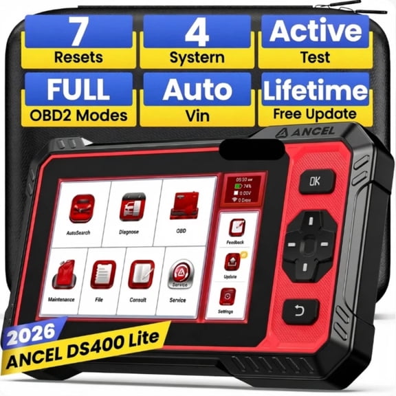 ANCEL DS400 Lite OBD2 Scanner Bidirectional Scan Tool with 7 Reset, ABS Bleeding, EPB/Oil/Brake/SAS/Throttle/BMS Reset, CANFD FCA Support,  Lifetime Free Update, Online Customer Chat