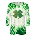 thumbnail image 4 of Ounisa St Patty's Day Shirt Women 2025 Casual Plus Size 3/4 Sleeve Irish Clover Shirts Funny Saint Patrick's Tunic Tops, 4 of 4