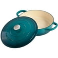 thumbnail image 4 of Crock-Pot 5 Quart Round Enamel Cast Iron Covered Dutch Oven Cooker, Teal Ombre, 4 of 7