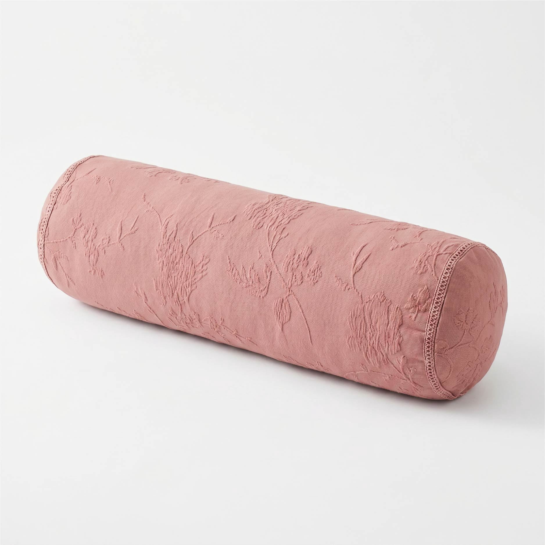 The Pioneer Woman Pink Matelassé Floral Crochet Trim Decorative Bolster Pillow