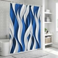 thumbnail image 5 of Blue White Moire Shower Curtain Set - Small 36" x 72" Washable Bathtub Curtain with 12 Hooks, Modern Abstract Art Waterproof Fabric Stall Shower Curtains for Bathroom/Bathtub Décor, 5 of 6