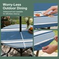 thumbnail image 5 of Round Outdoor Tablecloth with Umbrella Hole and Zipper, Farmhouse Blue Striped Tablecloth with Elastic Waterproof, Modern Minimalist Stripes Patio Table Covers for 31" - 35" Picnic Pool Tables, 5 of 9