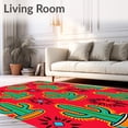 thumbnail image 2 of ODIKA 6'x9' Machine Washable Non-Slip Area Rug, Southwestern Cartoon Cactus Scene with Decorative Motifs High Traffic Rug, Red, 721944, 2 of 7