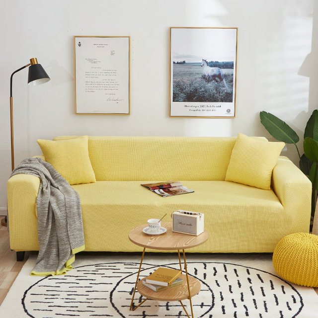 Elastic Sofa Covers For Living Room Geometric ArmChair Knitted Corn Grid Fabric Sofa Slipcovers Chair Protector Home Decor DMH