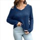 thumbnail image 1 of Suéter Informal de Punto Grueso con Cuello en V y Larga para Mujer con Hombros Descubiertos Azul Oscuro S, 1 of 8