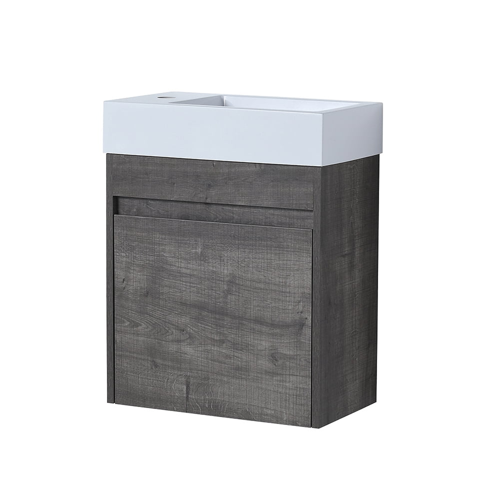 Private Jungle 18" Bathroom with Single Sink Combo Wall Mounted Cabinet Set,Float Mounting Design for Small Space,Grey Private Jungle 18" Bathroom with Single Sink Combo Wall Mounted Cabinet Set,Float Mounting Design for Small Space,Grey