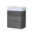 thumbnail image 2 of Kepooman Wall Mounted Bathroom Vanity Set with Top, Floating Bathroom Vanity, 18x10 in, Plaid Grey Oak, 2 of 6