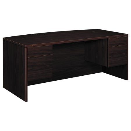Hon Company Oak Desk - HON 10500 Series Bow Front Desk, 3/4-Height Dbl Peds, 72 x 36 x 29-1/2, Mahogany