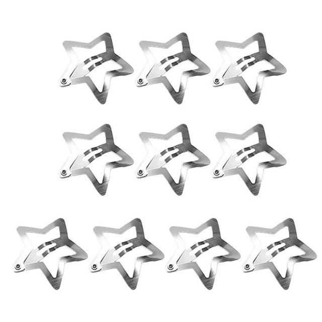 20PCS Pentagrama Broches para el cabello a presión Estrella plateada Pasadores para el cabello Tocado Accesorios de joyería para el cabello para niñas Decoración de estilo para mujeres Niña Exquisitos