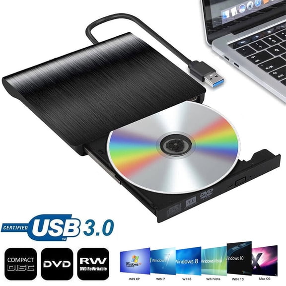 CAMOTUSE Slim External CD DVD Drive USB 3.0 Disc Player Burner Writer For Laptop PC Mac