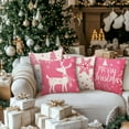 thumbnail image 2 of Sanmadrola Christmas Throw Pillow Covers 18''x18'' Set of 4 Decorative Holiday Pillows Cover Cases Farmhouse Decor for Xmas Decoration Home Couch Sofa, Pink, 2 of 8