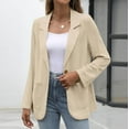 thumbnail image 3 of Jtjvou Button up Trendy Suit Jacket Lightweight Slim-Fit Front Open Blouse Work Blazer with Pockets Solid Color Office Cardigan Blazer for Women Business Lapel Jacket Khaki XXL, 3 of 6