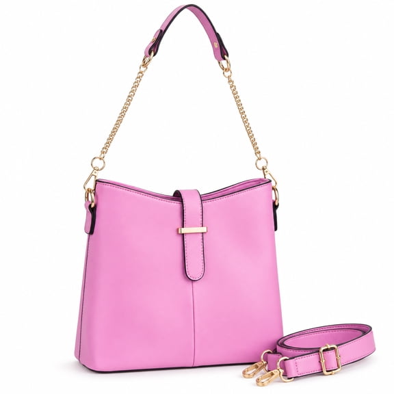 Women’s Faux Leather Satchel Handbag with Top Handles, Adjustable Crossbody Strap and Multiple Pockets