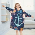 thumbnail image 5 of FORMRS Wearable Blanket Hoodie with Sleeves for Kids Cozy Flannel Sweatshirt, Blue Anchor, 5 of 7