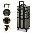 thumbnail image 3 of Byootique Rolling Makeup Train Case 4in1 Cosmetic Trolley Organizer Travel Case Lockable Salon Barber Case with Wheels for Makeup Artist Trave Nail,Rococo GainsBoro, 3 of 9